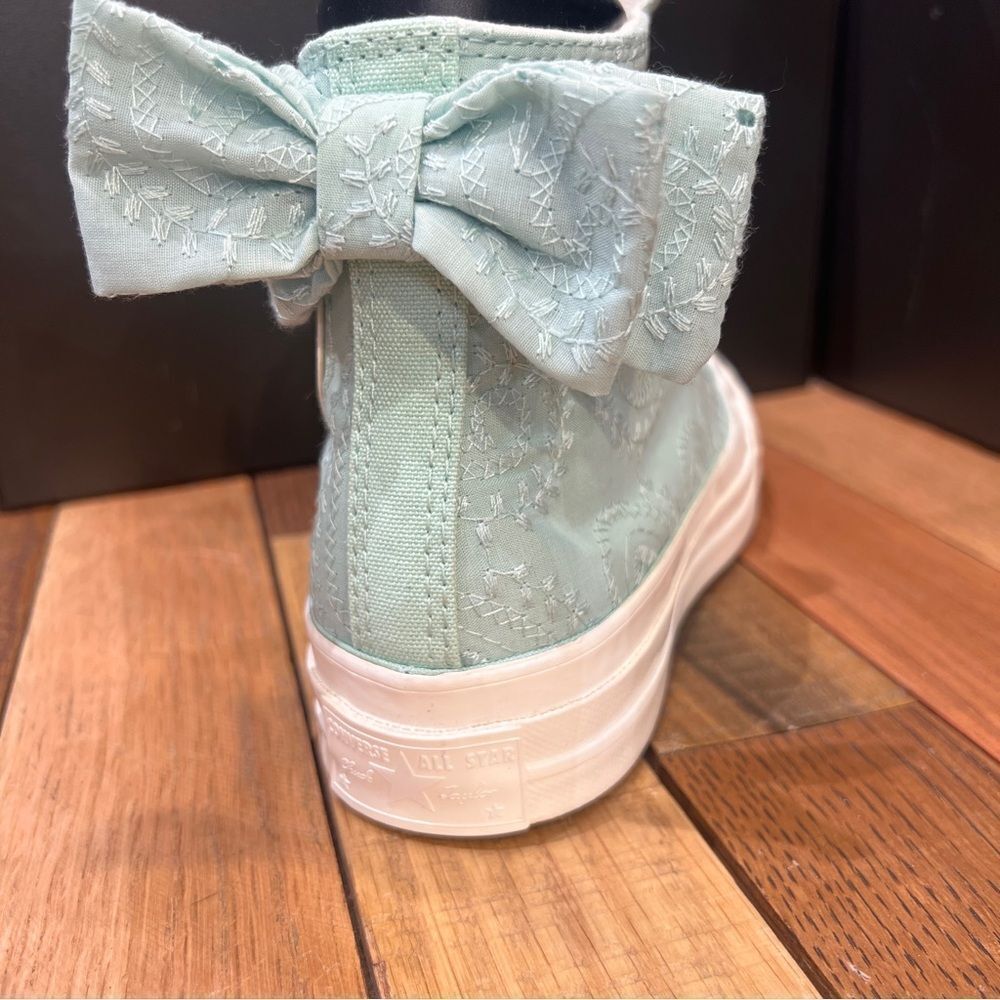 NEW Women's Converse Chuck 70 Bow Mint Green Embroidered Floral Paisley Sneakers - Picture 7 of 8
